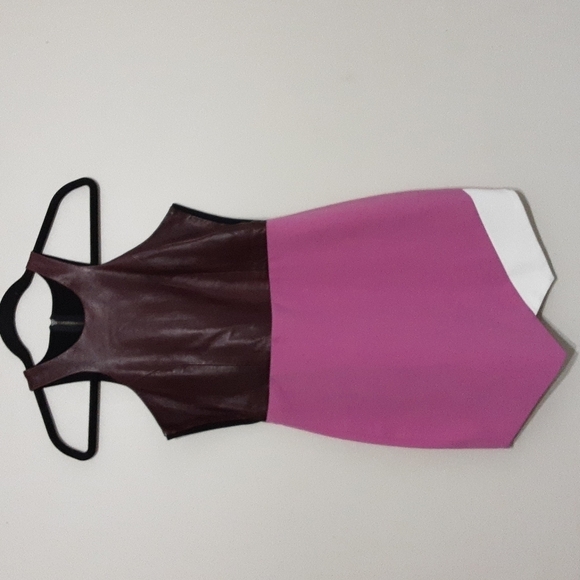 Mason Lambskin asymmetrical min formal dress women 2 colorblock retro temporary - Picture 9 of 10